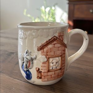 Once Upon A Time "The Three Little Pigs" 1983 Embossed & Painted Mug by …